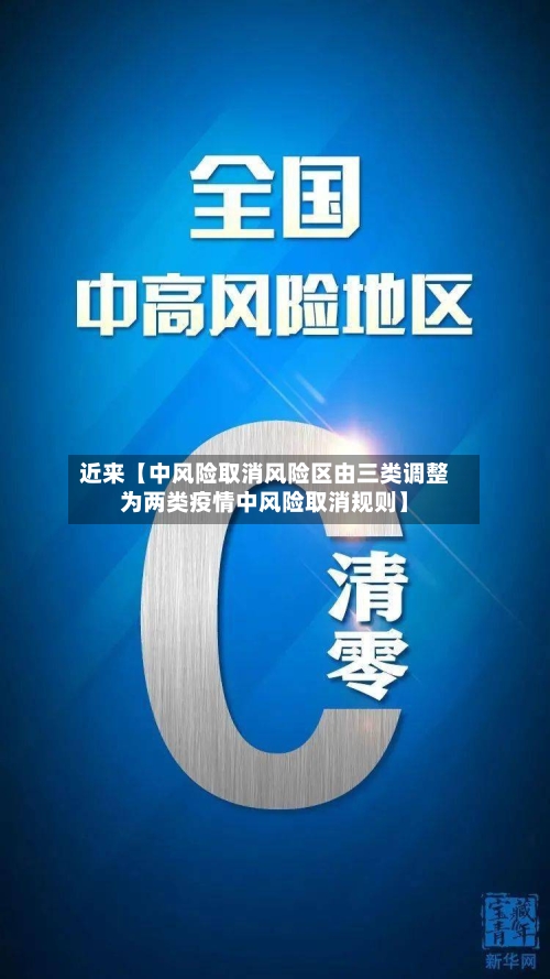 近来【中风险取消风险区由三类调整为两类疫情中风险取消规则】
