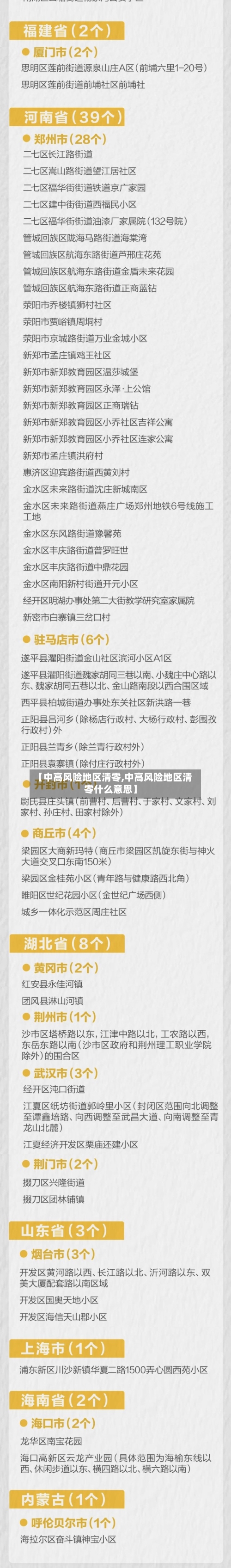【中高风险地区清零,中高风险地区清零什么意思】