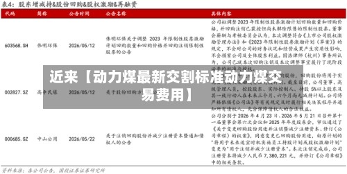 近来【动力煤最新交割标准动力煤交易费用】