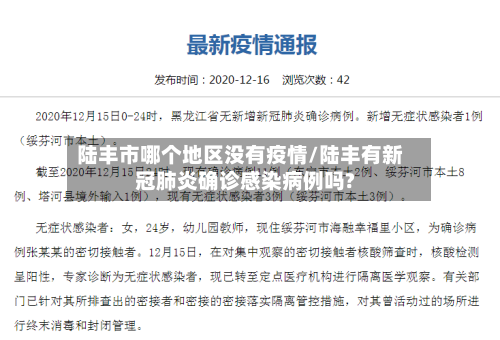 陆丰市哪个地区没有疫情/陆丰有新冠肺炎确诊感染病例吗?-第2张图片
