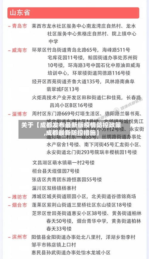 关于【成都发布最新版疫情防控政策,成都最新防控措施】