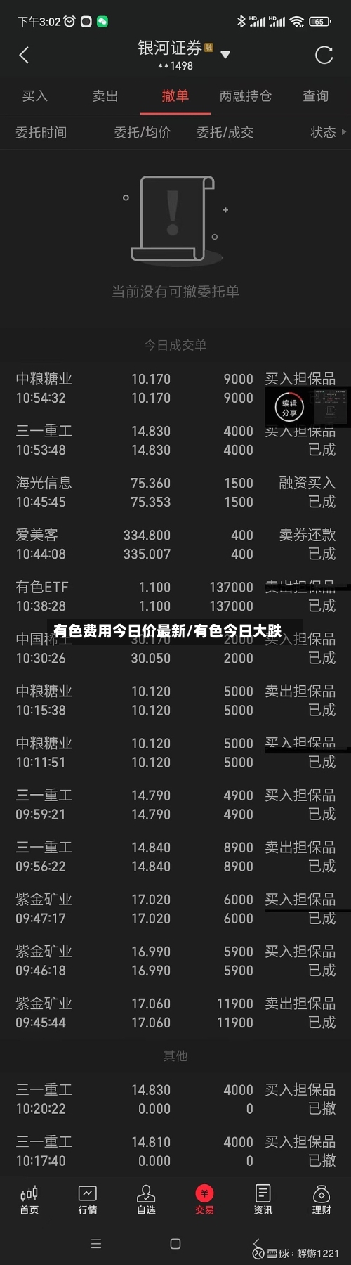 有色费用今日价最新/有色今日大跌
