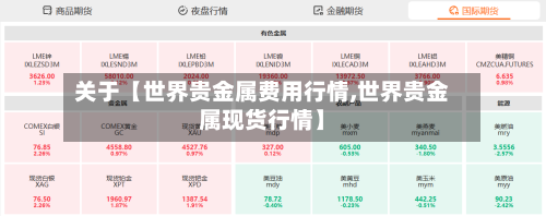 关于【世界贵金属费用行情,世界贵金属现货行情】