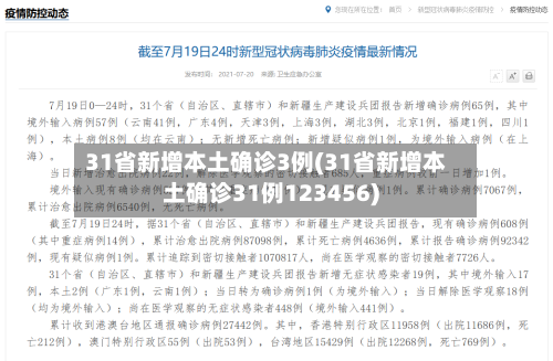 31省新增本土确诊3例(31省新增本土确诊31例123456)
