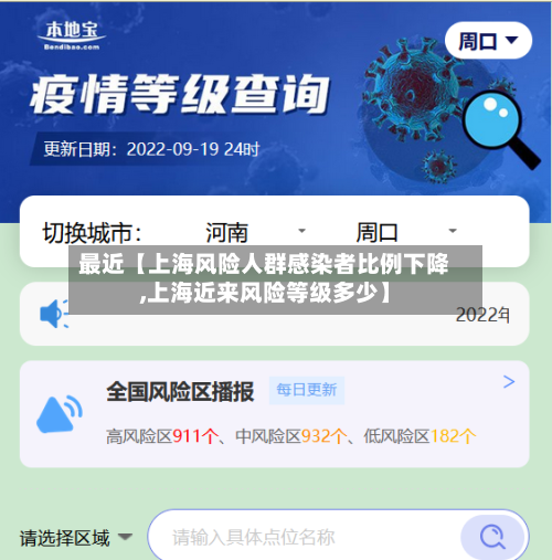 最近【上海风险人群感染者比例下降,上海近来风险等级多少】