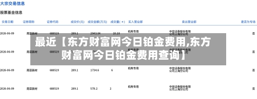 最近【东方财富网今日铂金费用,东方财富网今日铂金费用查询】