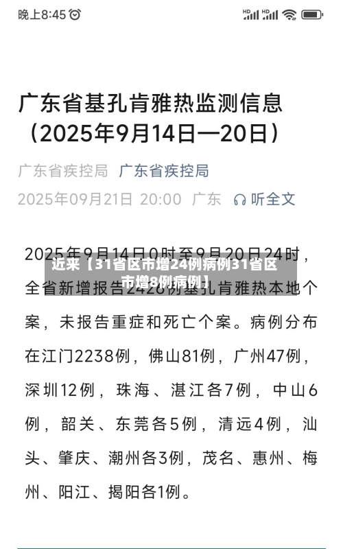 近来【31省区市增24例病例31省区市增8例病例】-第2张图片