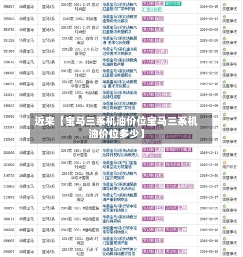 近来【宝马三系机油价位宝马三系机油价位多少】