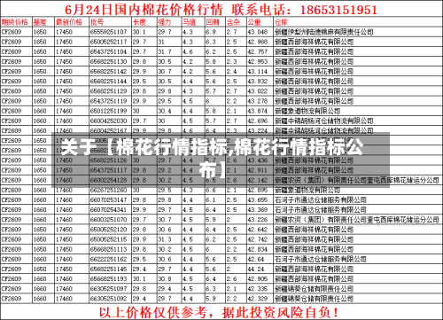 关于【棉花行情指标,棉花行情指标公布】-第2张图片