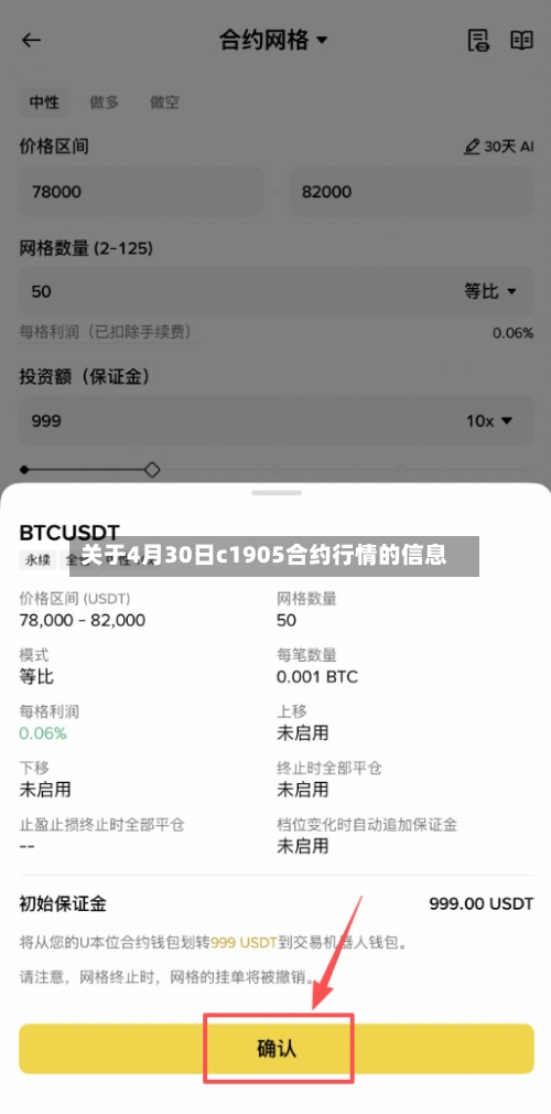 关于4月30日c1905合约行情的信息