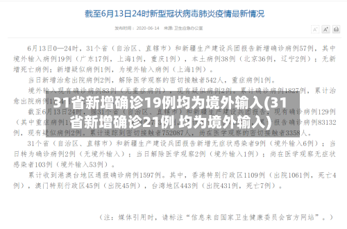 31省新增确诊19例均为境外输入(31省新增确诊21例 均为境外输入)