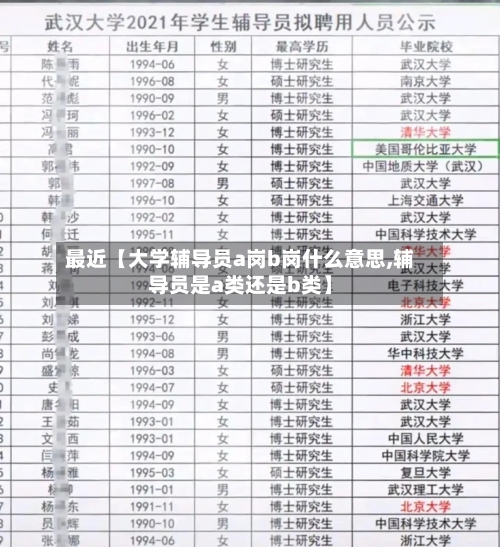 最近【大学辅导员a岗b岗什么意思,辅导员是a类还是b类】