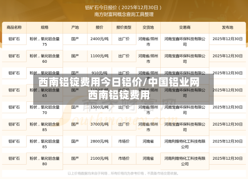 西南铝锭费用今日铝价/中国铝业网西南铝锭费用-第2张图片