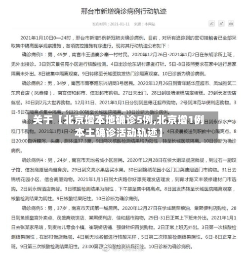 关于【北京增本地确诊5例,北京增1例本土确诊活动轨迹】-第2张图片