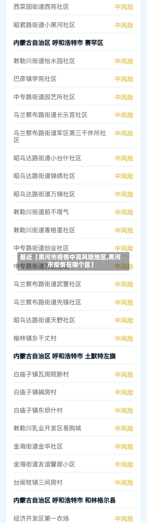 最近【黑河市疫情中高风险地区,黑河市疫情在哪个区】-第2张图片