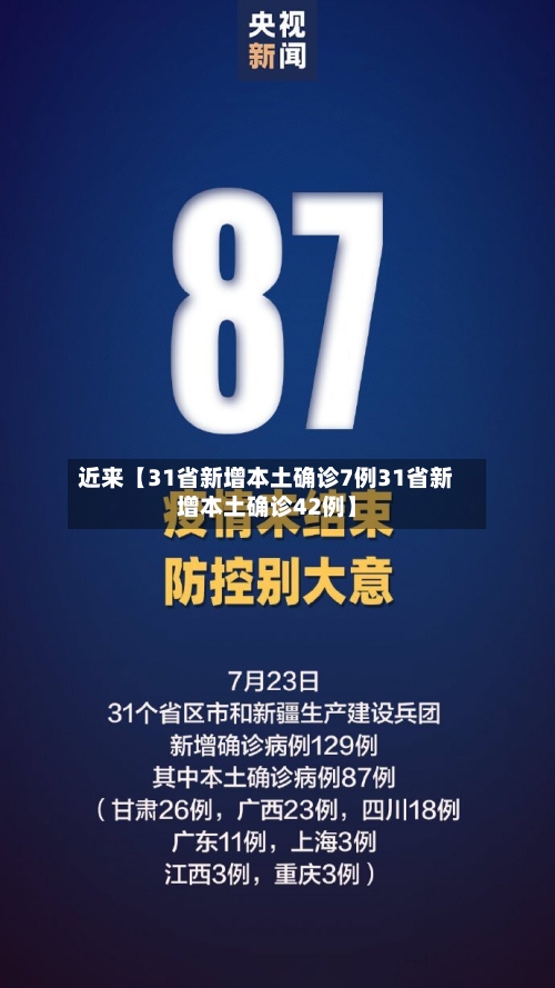 近来【31省新增本土确诊7例31省新增本土确诊42例】