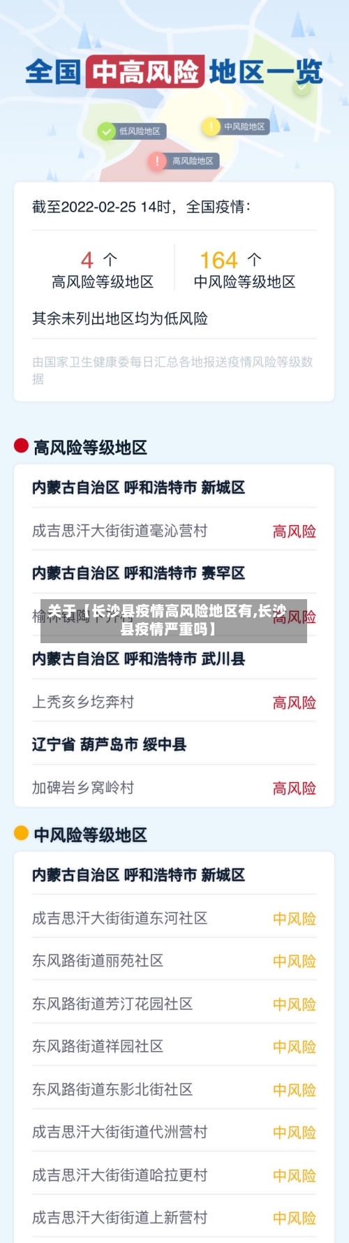 关于【长沙县疫情高风险地区有,长沙县疫情严重吗】
