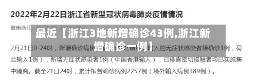 最近【浙江3地新增确诊43例,浙江新增确诊一例】