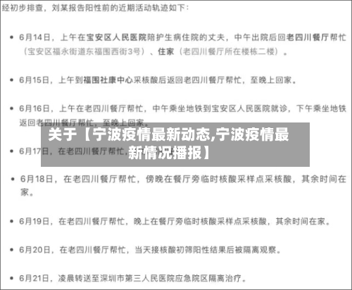 关于【宁波疫情最新动态,宁波疫情最新情况播报】
