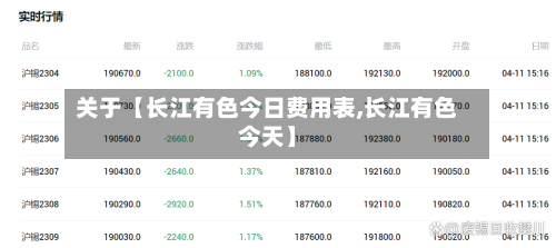 关于【长江有色今日费用表,长江有色今天】