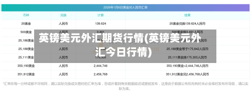 英镑美元外汇期货行情(英镑美元外汇今日行情)-第2张图片