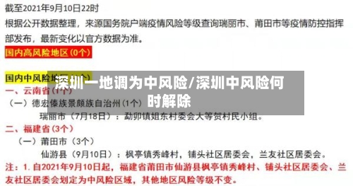 深圳一地调为中风险/深圳中风险何时解除