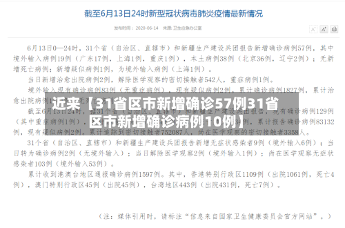 近来【31省区市新增确诊57例31省区市新增确诊病例10例】