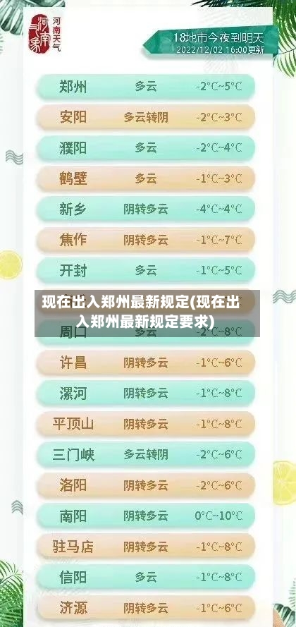 现在出入郑州最新规定(现在出入郑州最新规定要求)