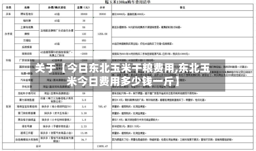 关于【今日东北玉米干粮费用,东北玉米今日费用多少钱一斤】