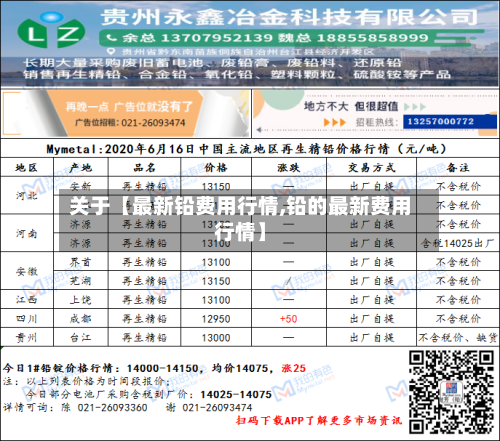关于【最新铅费用行情,铅的最新费用行情】