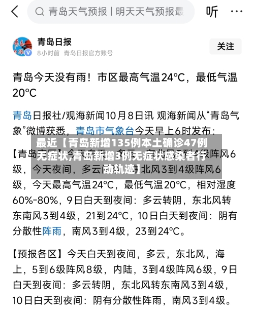 最近【青岛新增135例本土确诊47例无症状,青岛新增3例无症状感染者行动轨迹】