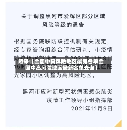 近来【全国中高风险地区最新名单全国中高风险地区最新名单查询】
