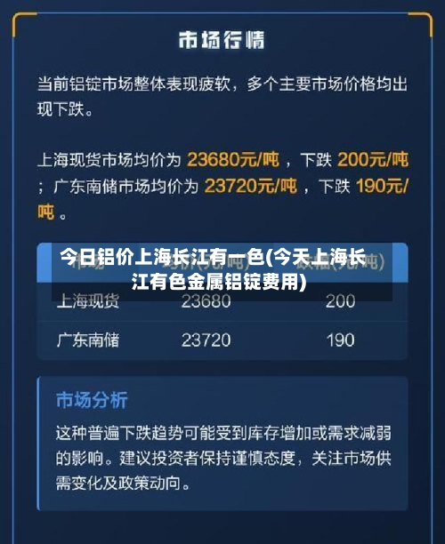 今日铝价上海长江有一色(今天上海长江有色金属铝锭费用)