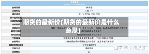 期货的最新价(期货的最新价是什么意思)-第2张图片