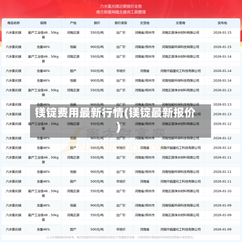 镁锭费用最新行情(镁锭最新报价)