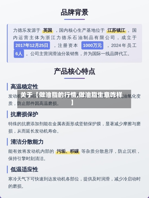 关于【做油脂的行情,做油脂生意咋样】