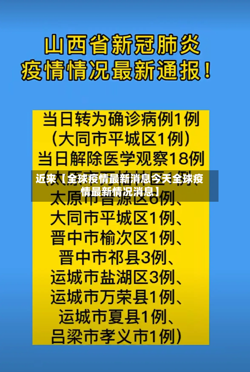近来【全球疫情最新消息今天全球疫情最新情况消息】