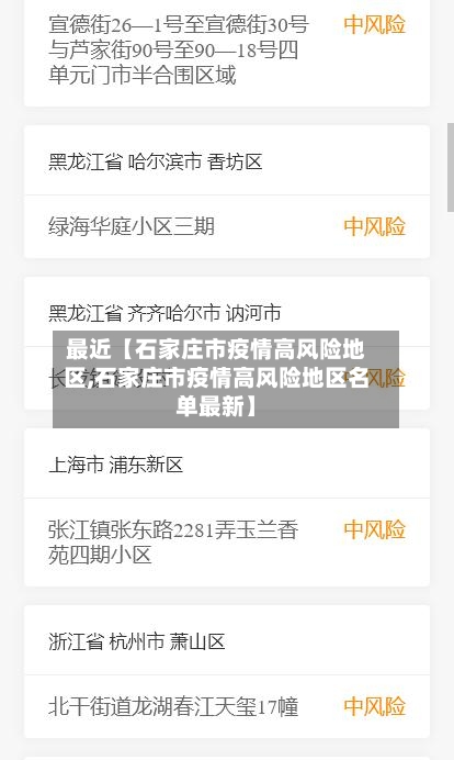 最近【石家庄市疫情高风险地区,石家庄市疫情高风险地区名单最新】