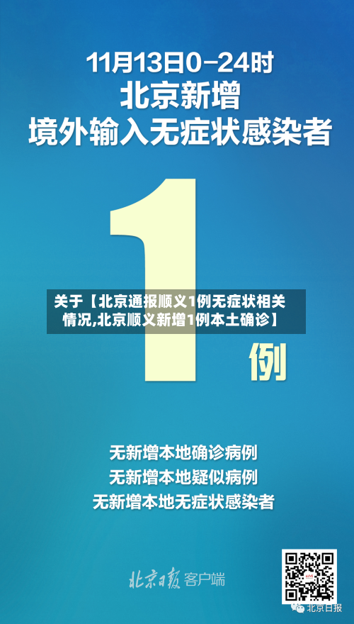 关于【北京通报顺义1例无症状相关情况,北京顺义新增1例本土确诊】