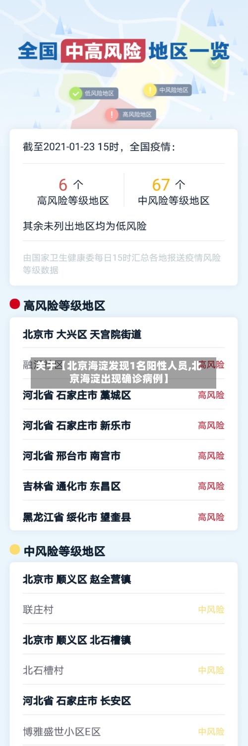 关于【北京海淀发现1名阳性人员,北京海淀出现确诊病例】