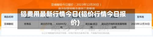 铝费用最新行情今日(铝价行情今日报价)-第2张图片