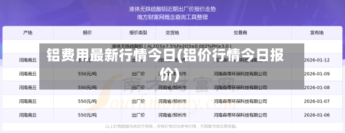 铝费用最新行情今日(铝价行情今日报价)