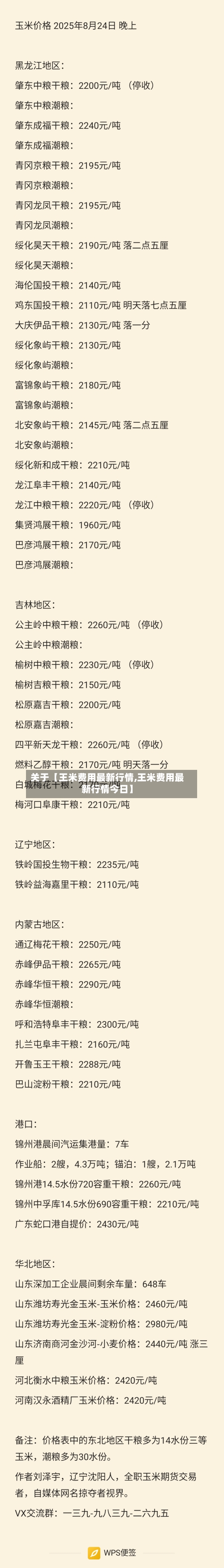 关于【王米费用最新行情,王米费用最新行情今日】-第3张图片