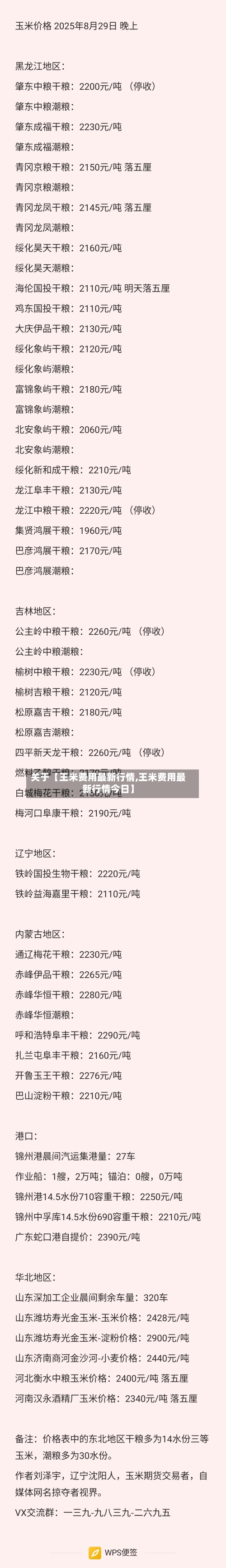 关于【王米费用最新行情,王米费用最新行情今日】-第2张图片