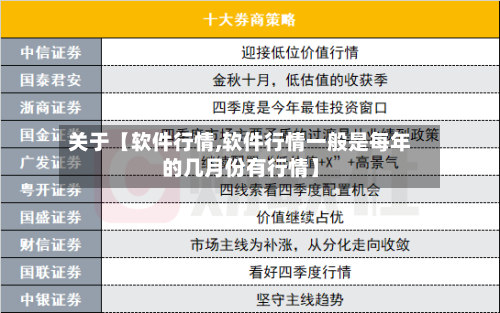 关于【软件行情,软件行情一般是每年的几月份有行情】