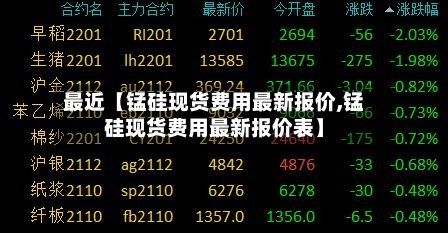 最近【锰硅现货费用最新报价,锰硅现货费用最新报价表】