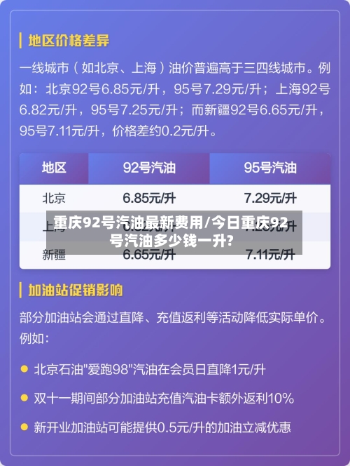 重庆92号汽油最新费用/今日重庆92号汽油多少钱一升?