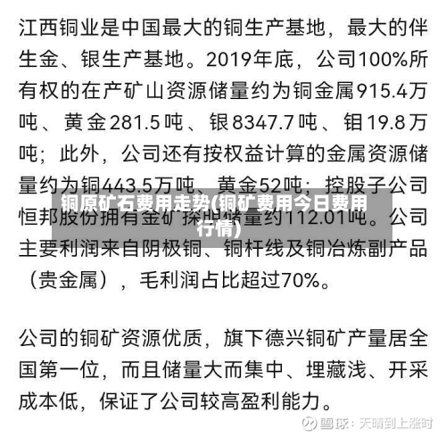 铜原矿石费用走势(铜矿费用今日费用行情)
