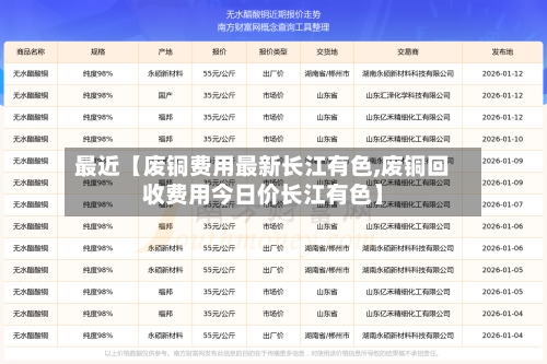 最近【废铜费用最新长江有色,废铜回收费用今日价长江有色】-第3张图片