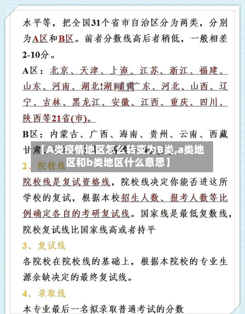 【A类疫情地区怎么转变为B类,a类地区和b类地区什么意思】-第2张图片